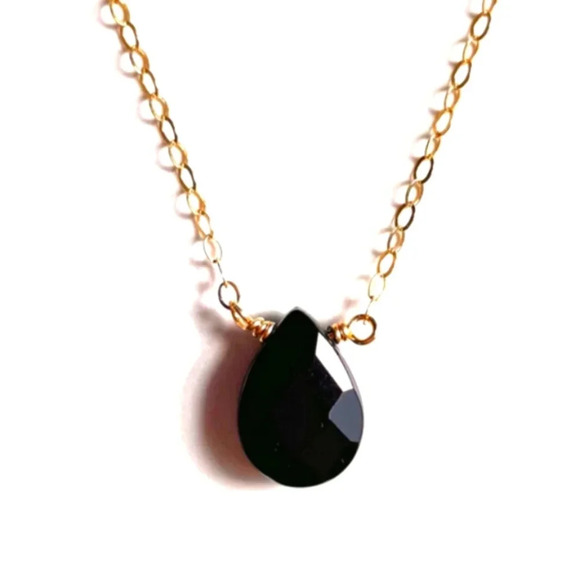 Black Onyx Teardrop Necklace - Picture 1 of 4